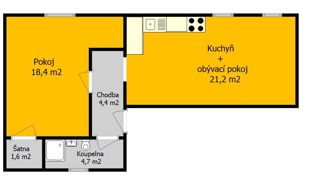 Pronájem bytu 2+kk v osobním vlastnictví 50 m² 5 projekt